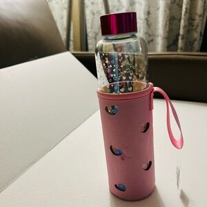 Claire's Heart Glass Bottle with Pink Sleeve